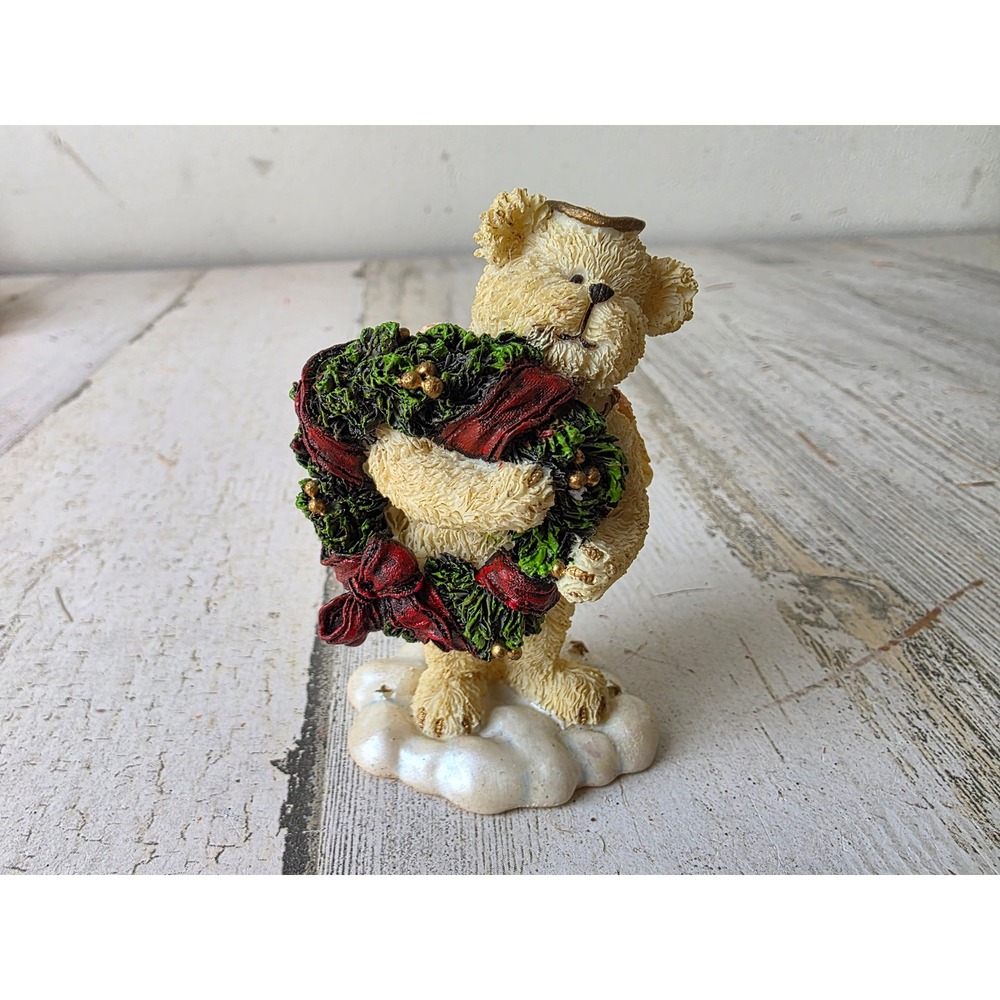 Boyds lil wings Bear Angel cherub breathe‎ statue figurine village Merrie Xmas